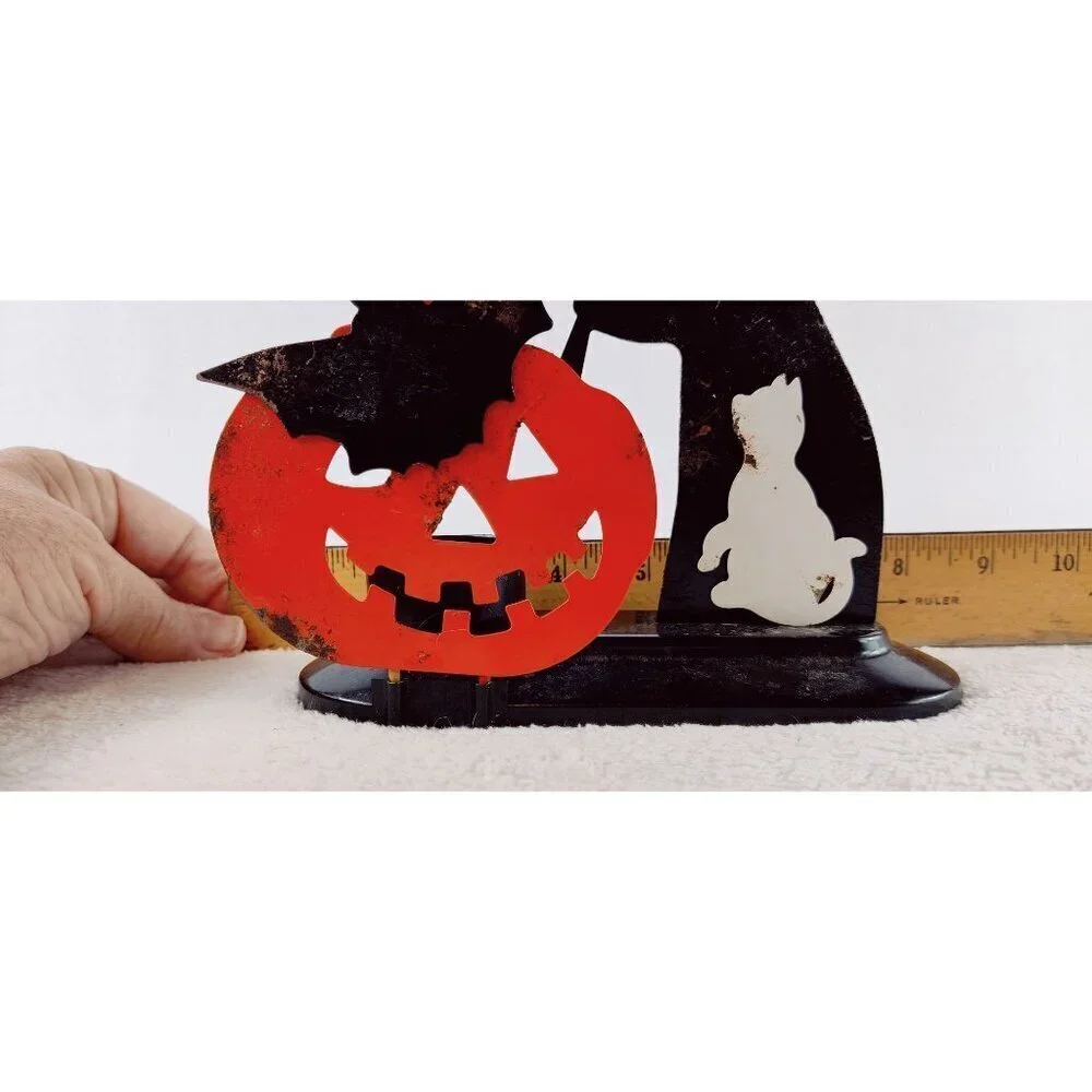 Halloween Vintage Tealight Metal Witch Cat Pumpkin Moon Classic Style Colors 90s